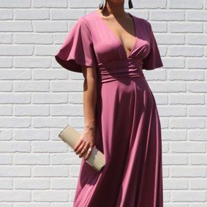 Rose Blush Modest Dress,  Fall Wedding Maxi Dress